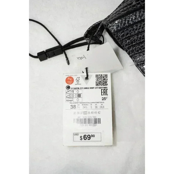 Zara Dark Grey Animal Print Mock Croc Cowboy Ankle Boots UK5 EU38 US7.5 - Picture 12 of 12